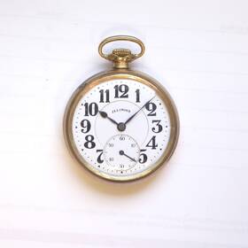 4988076 Illinois 1927 Mens 21j Gf 16s 60hr Bunn Special Type 3 Motor Barrel Pocket Watch