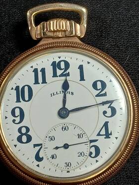 5609269 Illinois Rare Bunn Special 21 Jewel 60 Hours Mans Railroad Pocket Watch Runs