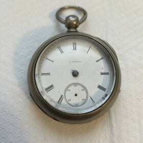 562249 Illinois Rare Pocket Watch Does Not Run For Parts Silveroid #562249 No Face Arms