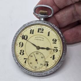 709297 Illinois Central Springfield Watch Co. Spartan 17j Working Antique Silver