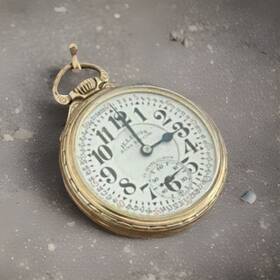 908026 Illinois Antique Bunn Special Pocket Watch Model #173 14k Gold Case-illinois Co