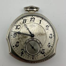 G-274 Illinois 1923 274 Sterling 21j 14k White Gold Filled Unique Case Pocket Watch