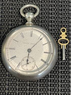 Grade2 Illinois Antique 1883 Pocket Watch 17s 11j Model 2 Fahy S Alloy Case Runs/key