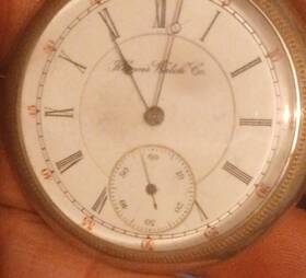 149183 Illinois Watch Co. Silver Mechanical Pocket White Dial Roman Numerals