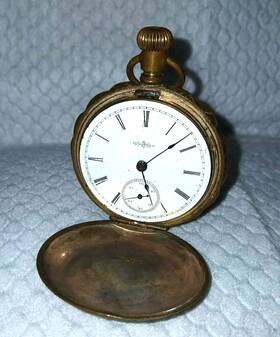 15764 Illinois Watch Co Vintage Company Gold Tone Pocket Tornado