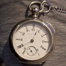 482296 Illinois Watch Co Currier Full Hunter Silver Pocket Roman Numerals Mechan