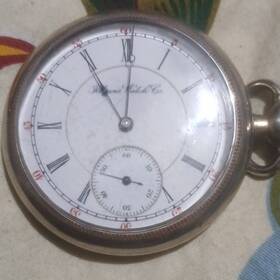 579153 Illinois Watch Co. Nickel Pocket White Dial Roman Numerals Mechanical