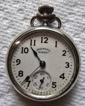 Ingersoll 67655198 Midget Open Face Mechanical Pocket Watch White Dial Seconds Hand