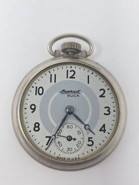 9512916 Ingersoll Buck Pocket Watch - For Parts Or Repair Non-working Missing Glass