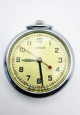 F3777a Ingersoll F4744 Vintage Sweep Second Pocket Watch Cal 77 With Box Usa