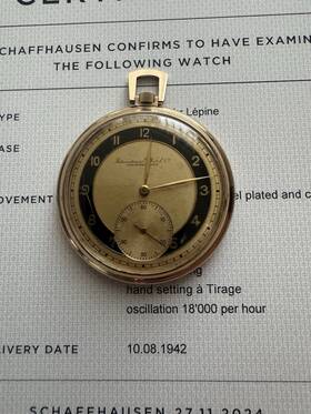Iwc 1070310 Schaffhausen 14 Ct Gold Pocketwatch 16 Jewels 1942