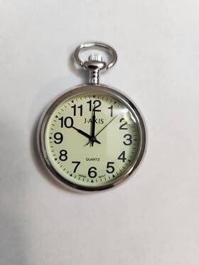 Scp39 J-axis Quartz Pocket Watch Silver Stainless Steel Analog White Dial