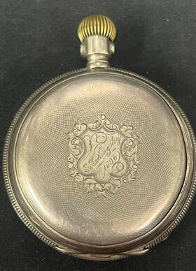 55150 Jacot And Sons Locle Pocket Watch Coin Silver Key Wind Engraved Patina Vintage