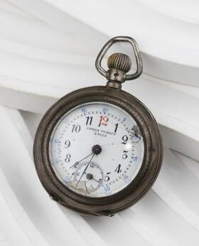 1532b James Perret Locle Swiss S P 243 Pocket Watch Runs Issues -