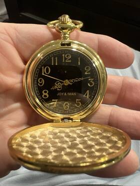 Bm-yc-1 Joy And Iman Vintage Clip Watch Gold Filigree Case Navy/ Black Dial
