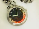 Jr-8146 Fossil Pocket Watch With Heavy Chain Animated Flames Fire