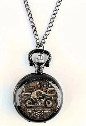Po-211-15835895040552011 Jts Biker Style Motorcycle Pocket Watch-quartz Movement-vintage-running
