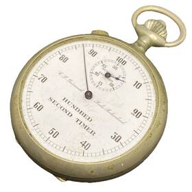 F8207 Jules Racine Pocket Stop Watch 100 Second 7j Of Guinand Locle