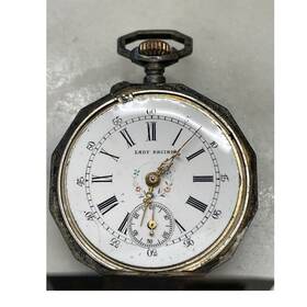 513738 Lady Racine Silver Pocket Watch White Dial Roman Numerals Mechanical
