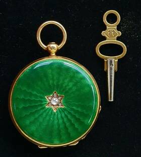 No-42720 Leroy & Fils And Antique 18k Gold Diamond Enamel Pocket Watch Estate Jewelry 34.3g