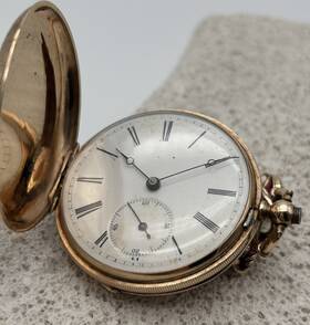 8172 Locle Beautiful Vintage Full Hunter 18kg Pocket Watch With Key Wind F. Huguenin