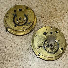 3068 London Fusee 2-qty Antique Pocket Watch Movements For Parts Repair Dent Cox