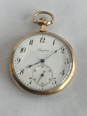 2409789 Longines Vintage Pocket Watch 1879 Fahys Gold Filled Blue Hands 17j Mens