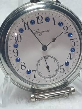 3200539 Longines 1914 Silver 16s Converted Marriage Watch Works Blue Crystals