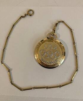 37.9abc Longines Limited Edition 1984 Los Angeles Olympics Xxiii 14k Pocket Watch B/p
