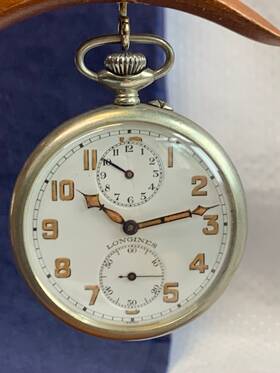 4182883 Longines W. Co. Pocket Watch Silvertone 15 Jewels 3 Adj Swiss Running