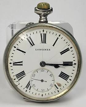 42275 Longines Vintage Pocket Watch Italian Railway Open Faced Roman Numerals