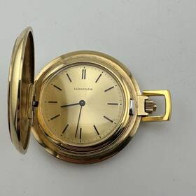 53110789 Longines Swiss Pocket Watch 43mm 17j Gold Tone Cal. 528 Movement - Working