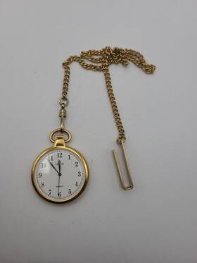 V501-0a00 Lorus Vintage Gold Tone Open Face Pocket Watch New Battery Working