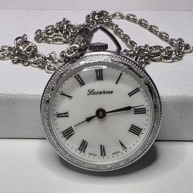 Bf866 Lucerne Vintage Excellent Condition Small Pocket Watch Chain Necklace Working