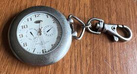 Lz-1012 Lugz Silver Stainless Steel Quartz Pocket Watch Day Date 50m