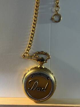 1dad Majesti Goldtone #1dad Pocket Watch And Fob - Preowned Excellent Cond