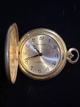 R.f.k.a24 Majestime Gold Plated Pocket Watch Swiss 17 Jewels Working Monogrammed