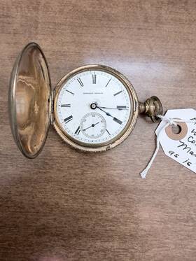 42606 Manistee Watch Co. Hampden Full Hunter Pocket Essex Roman Numeral Dial - As Is