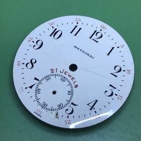 T639 Merrimack Single Sunk Porcelain Pocketwatch Dial Parts Or Repair
