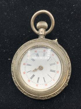 8-k560 Mignon Vintage Antique Ladies Pocket Watch With 800 Silver Case