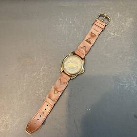 Mln844 Milan Vintage Repouss Streamliner Train Railroad Wrist Watch Leather Band Japan
