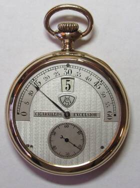 27838 Modernista Paten Cigarrillos Excelsior Jump Hour Flyback Minutes Pocket Watch