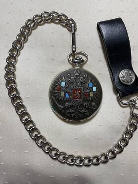156555 Molnija Pocket Watch Russia Imperial Double Headed Eagle Time Piece Wind Works