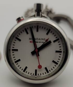 Rmf46-lw Mondaine Official Swiss Railway Pocket Watch With Chain Sbb Cff Ffs Read Desc