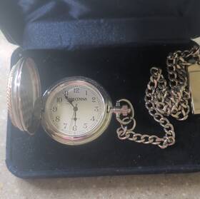 X30539 Montana Silver Full Hunter Quartz Pocket Watch Analog With Chain