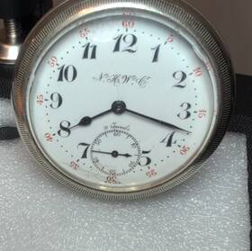 2042605 N.h. Watch Co. 21 Jewels Oresilver Pocket Railroad Grade 1884 Keeps Time