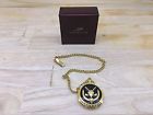 Native U.s.a Golf Themed Gold Toned Metal Pocket Watch W Wood Presentation Box 786892872603