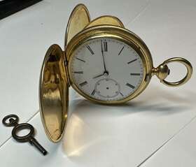 4245 Neuchatel Swiss 18kt Yellow Gold Key Wind Pocket Watch By