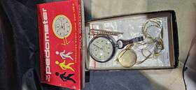 31b11 New Haven Vintage Pedometer Pocket Watch Fitness Exercise Running Walking