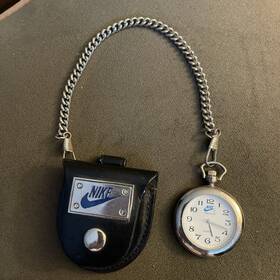 9765 Nike 90 S Quartz Swoosh Pocket Watch Model # Usa Made Stainless Steel